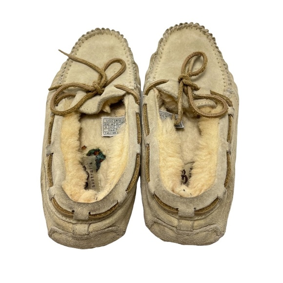 UGG AUSTRALIA Moccasins Cream Suede Leather Flats Slippers 5612 Sherpa Shoes 6 - Picture 7 of 16